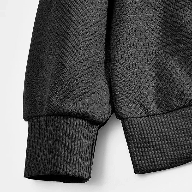 Men’s Zipper Polo Sweatshirt – Turn-Down Collar Long Sleeve Pullover for Autumn and Winter