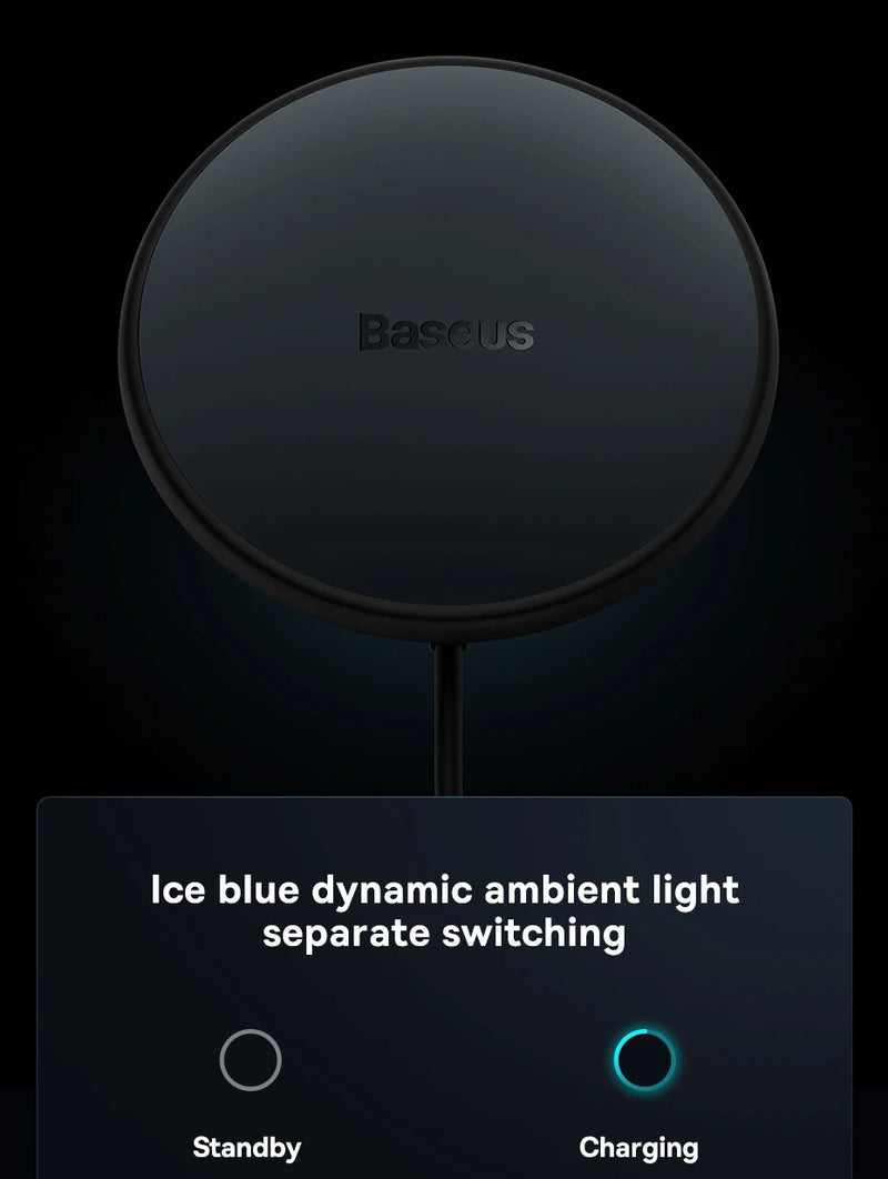 Baseus Magnetic Wireless Charger Car Phone Holder 15W Fast Charging Wireless Car Charger Holder For iPhone 16 15 14 13 Car Mount