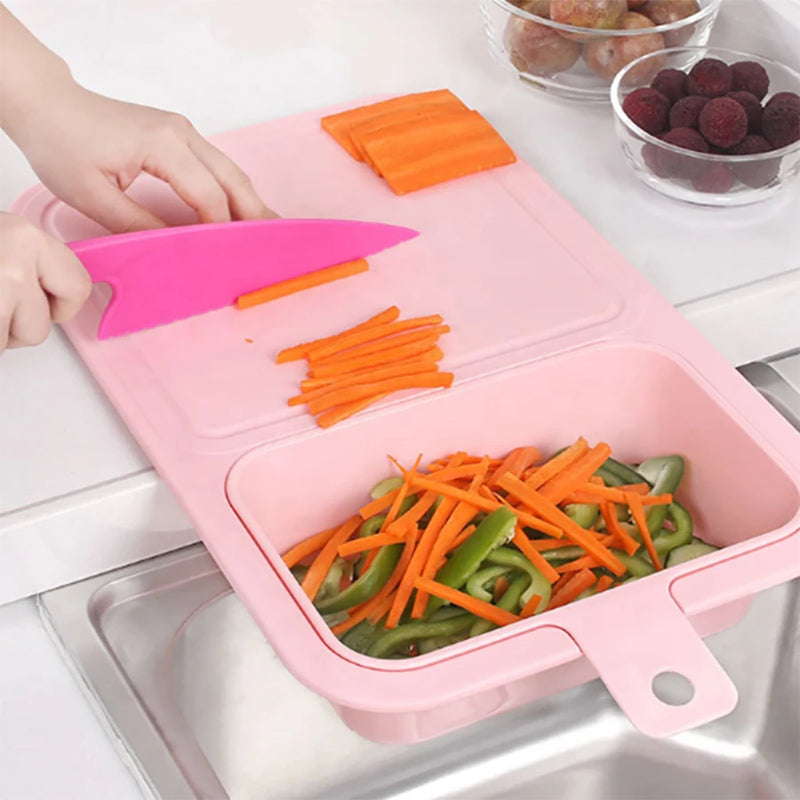 1PC multi-functional sink cutting board Kitchen vegetable and fruit cutting board 2-in-1 removable drain basket cutting board
