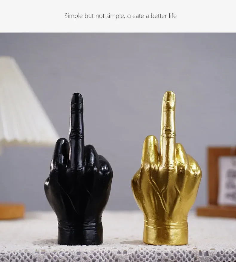 Tatiana Haven™ Trendy Resin Middle Finger Statue – Hip Hop Home & Desk Decor