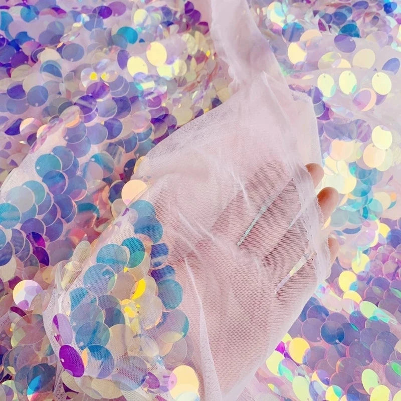 Iridescent Shiny Mermaid Scale Fabric Laser Sequins Glitter Fabric For Diy Tablecloth Garment Wedding Party Background Decor