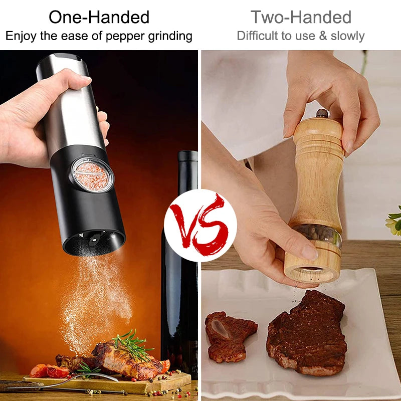 Rechargeable Electric Salt And Pepper Grinder Set with Charging Base Stainless Steel Automatic Salt Pepper Grinder Spice Mill