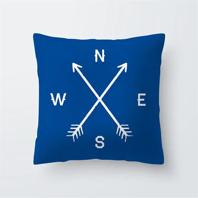 Decorative Throw Pillows Blue Geometry Pillow Cover 45x45 Polyester Cushion Cover Marine Life Pillowcase Cushions Home Decor