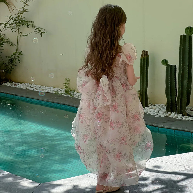 Casual Summer Girls Princess Dress – Sweet Floral Bow Knot Style