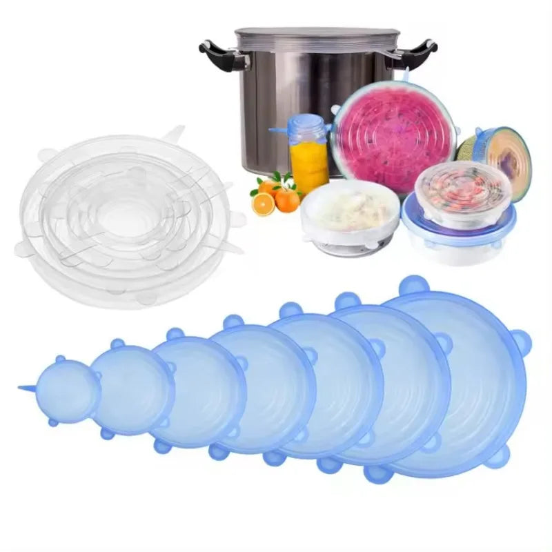 Silicone Stretch Lids Set Reusable Food Covers for Bowls Cups Pots Oven Microwave Safe  Leakproof Storage Covers Kitchen Gadgets