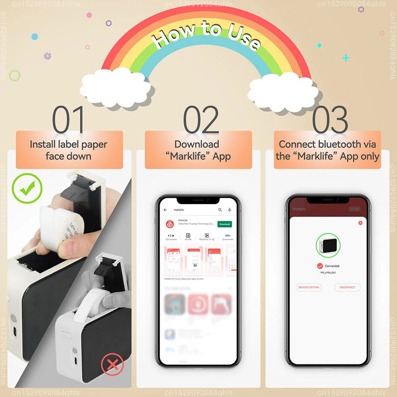 Wireless Bluetooth Label Printer Portable Thermal Printer Marklife P15 Inkless Labeling Machine Mini Label Maker P15 Sticker