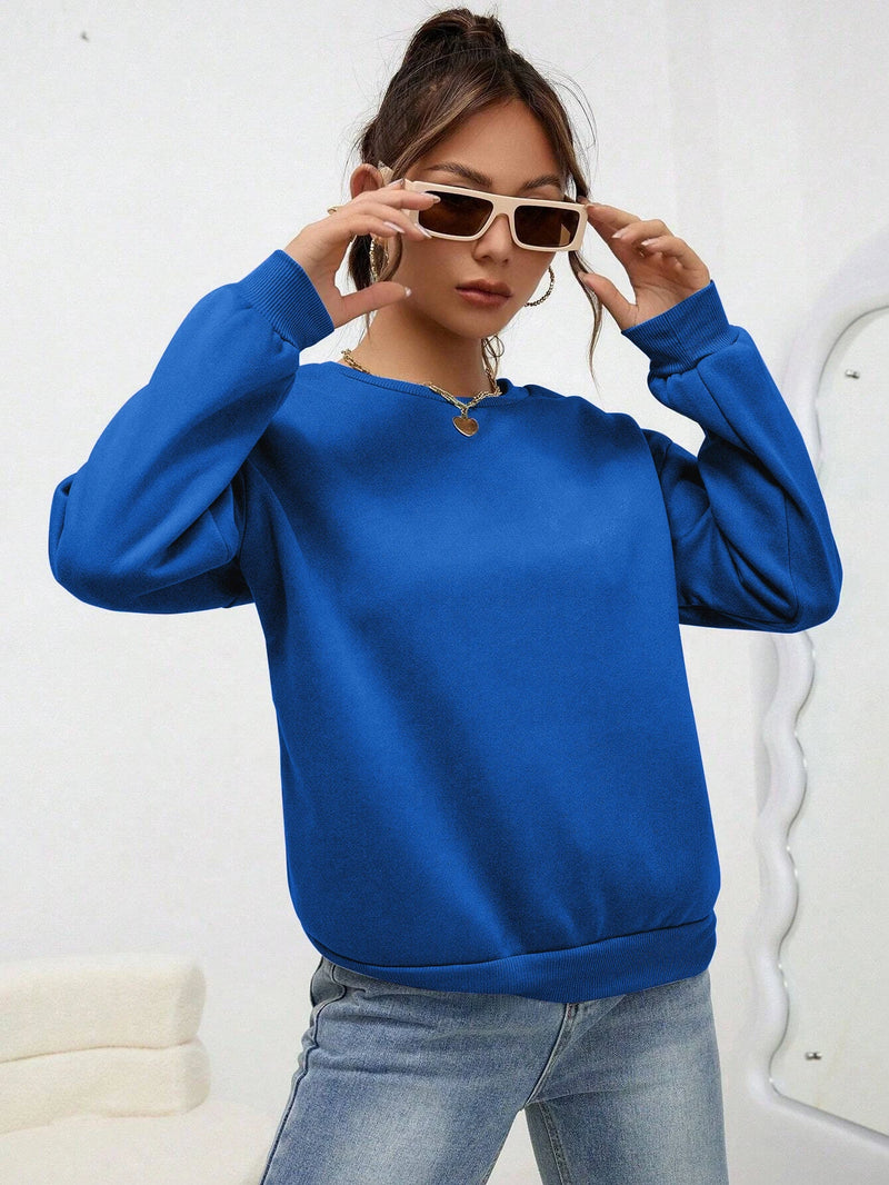 Woman Sweatshirt Casual Solid Color All-Match Clothing Loose Fashionable Pullovers Autumn Crewneck Warm  Female Hoodies