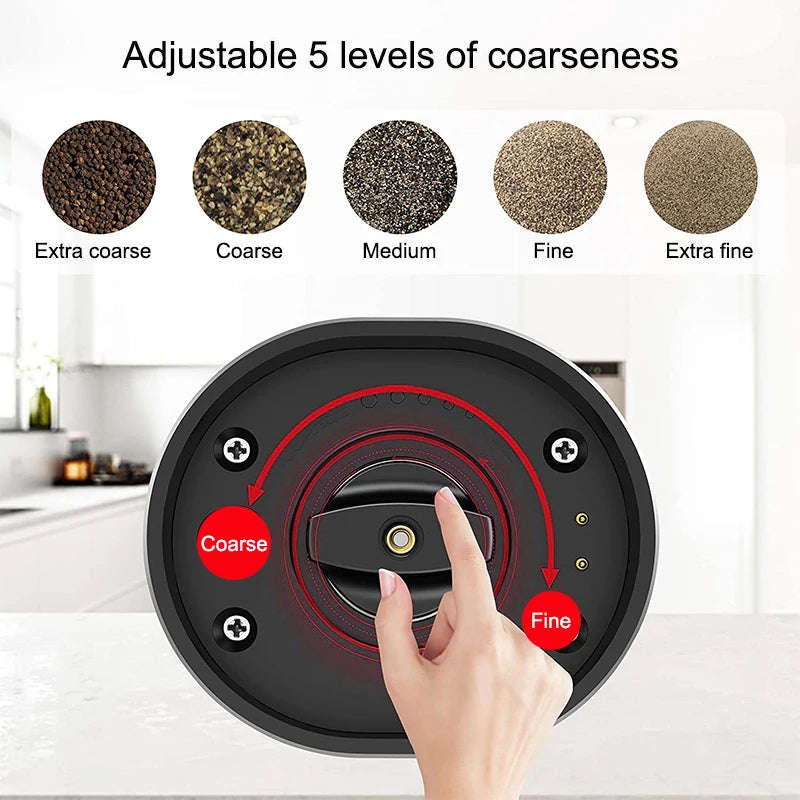 Rechargeable Electric Salt And Pepper Grinder Set with Charging Base Stainless Steel Automatic Salt Pepper Grinder Spice Mill