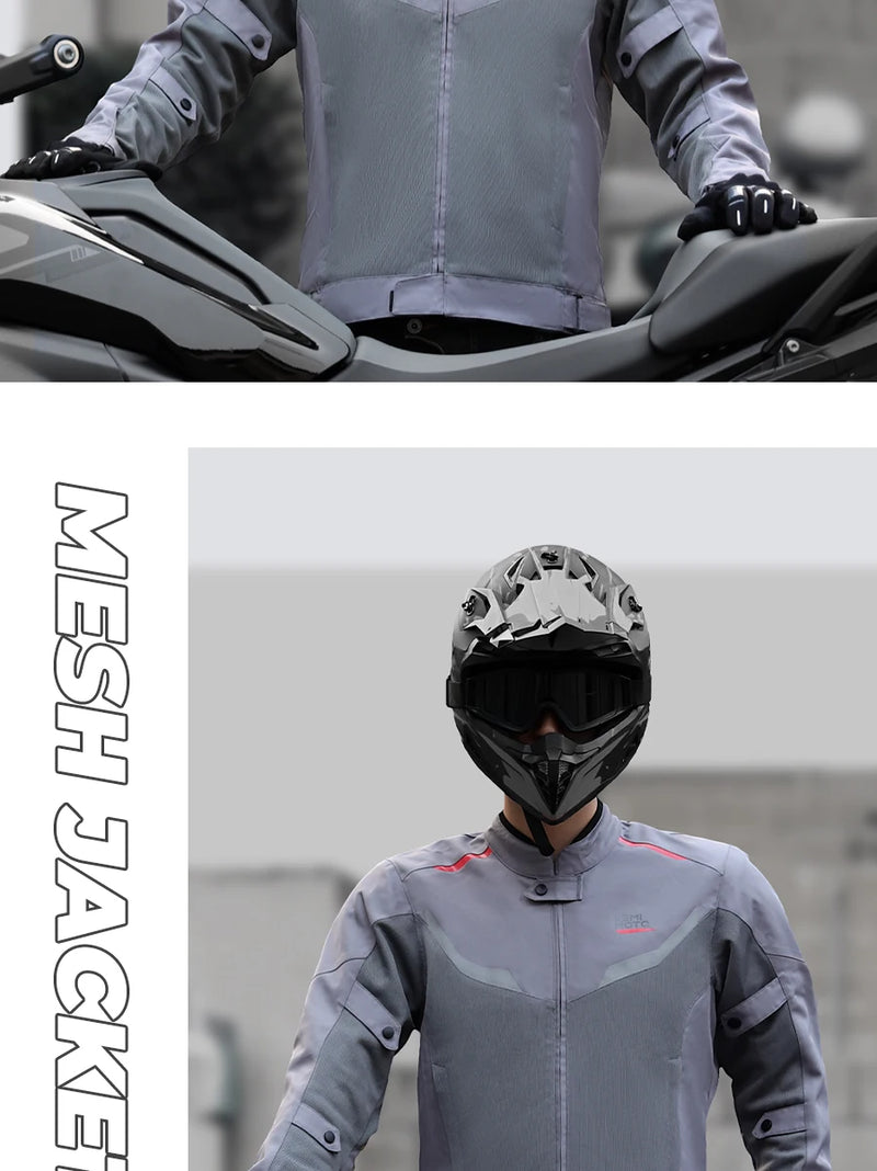 Motorcycle Riding Jacket Men Breathable Summer Clothing Built-in CE Protector Gear Soft Mesh Cycling Motocross Off-road Outfit