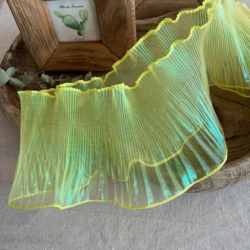 1Yard Mermaid Pleated Magic Wedding Big Wave Lace Fabric Width 15CM