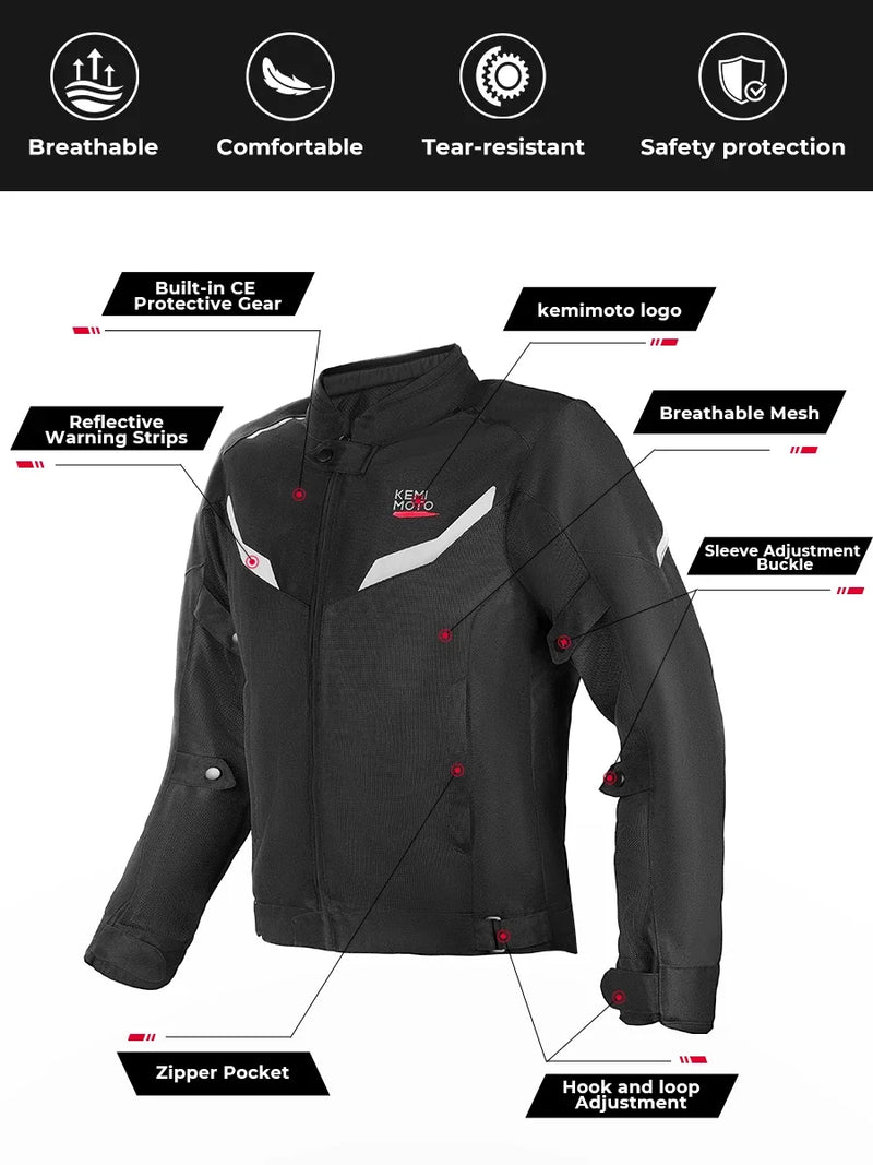 Motorcycle Riding Jacket Men Breathable Summer Clothing Built-in CE Protector Gear Soft Mesh Cycling Motocross Off-road Outfit