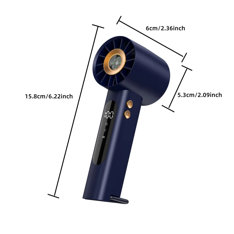 USB rechargeable handheld fan, small and portable desktop fan, adjustable from 1 to 100 levels, displaying battery level