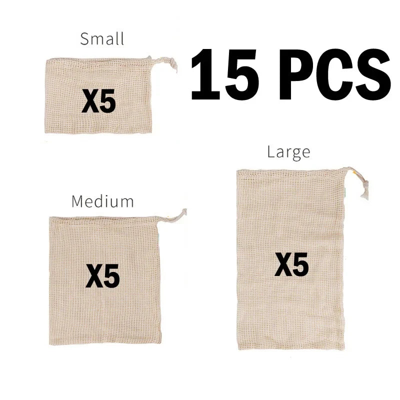 3 6 10pcs Reusable Produce Bags Set Eco Bag Cotton Mesh Vegetable Bags for Fruit Vegetable Storage Bags Reusable Shopping Bag