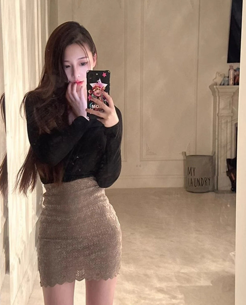 Tatiana Haven Coquette Lace Mini Skirt – Y2K Aesthetic A-Line Streetwear Skirt for Women