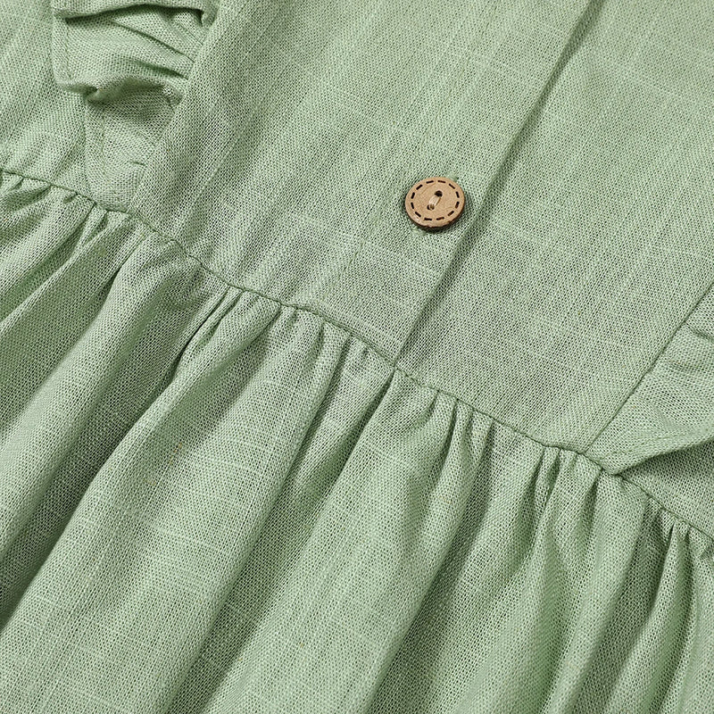 Tatiana Haven European & American Girls’ Summer Dress – Solid Color Cotton & Linen Casual Cute A-Line Outfit