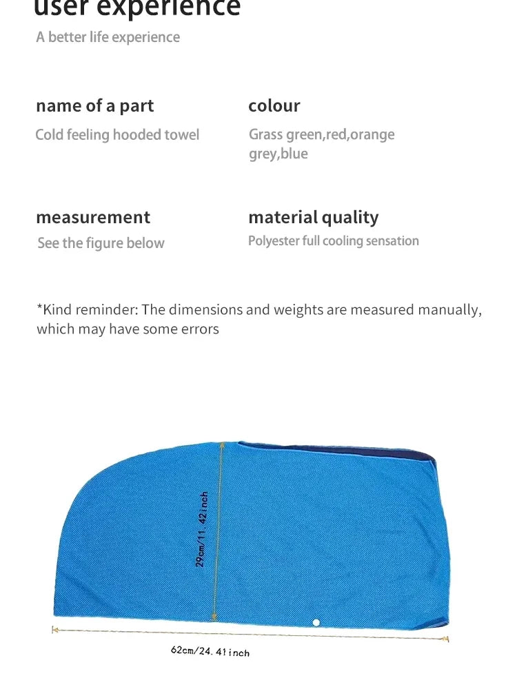 Cooling Hoodie Towel - UV Protection, Quick Drying, Perfect for Sports, Camping, Workouts, Cycling, Golf, Running, Hiking, and F