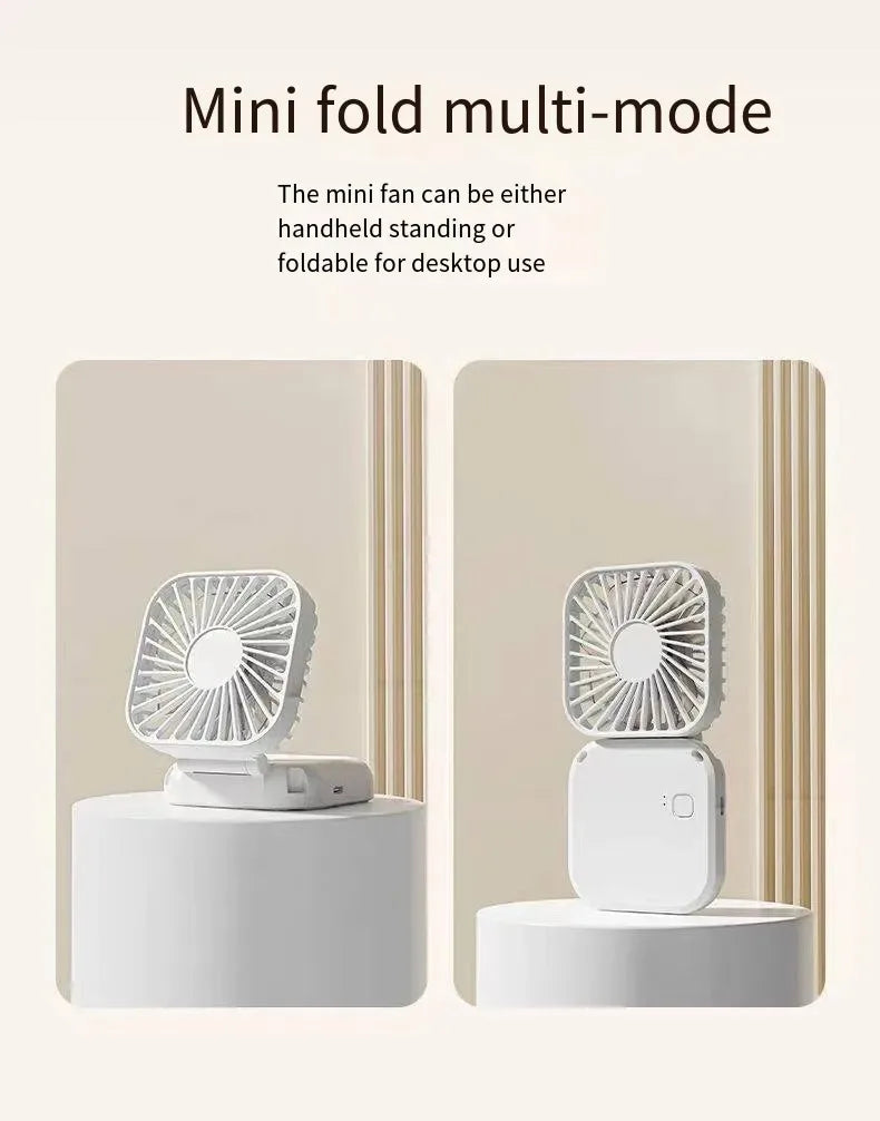 Mini Handheld Fan Mute Foldable Fan Multi-functional Turbine Fan USB Rechargeable Portable Hanging Neck Fan Mini Table Fan