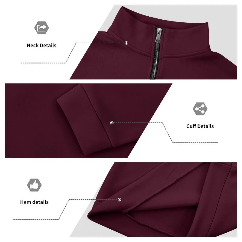 Men’s Winter Fleece Half-Zip Hoodie – Warm Stand Collar Bull Print Sweatshirt