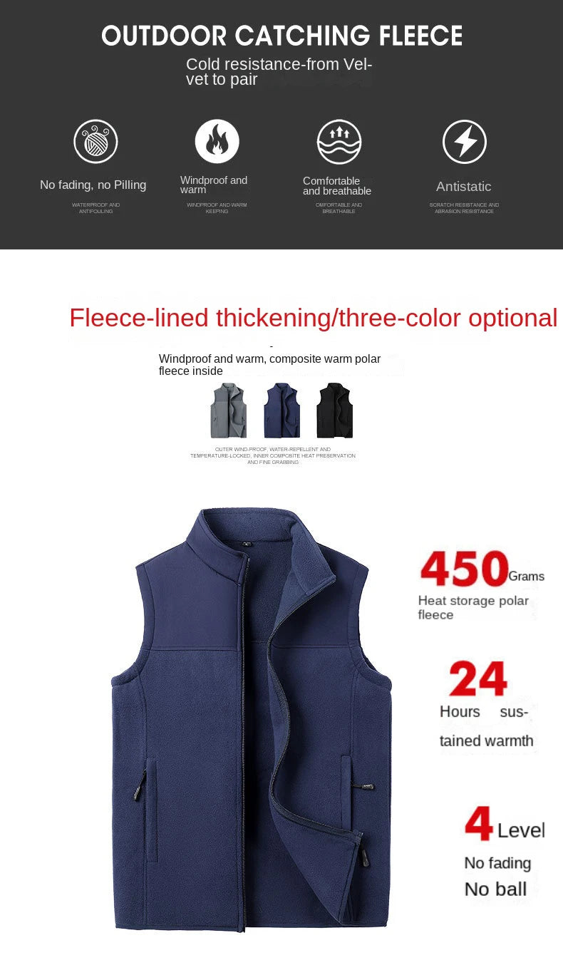 Tatiana Haven Men’s Fleece Winter Vest – Warm Casual Sleeveless Jacket with Zipper and Pockets