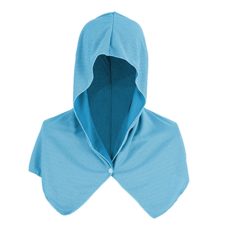 Cooling Hoodie Towel - UV Protection, Quick Drying, Perfect for Sports, Camping, Workouts, Cycling, Golf, Running, Hiking, and F