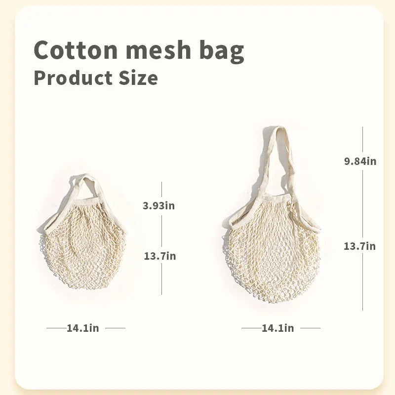Bremium Reusable Mesh Shopping Bag Cotton Grocery Bags Portable Washable Durable Long Handle Tote Bags Reusable Produce Bags