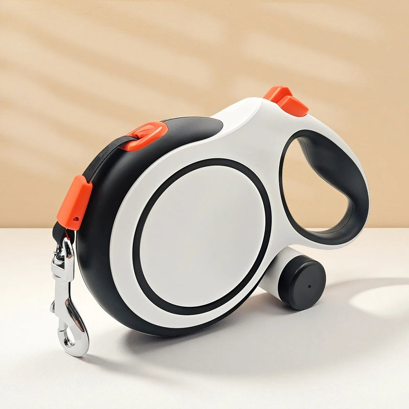 26-foot retractable dog leash, with a portable garbage bag holder attached, pet dog walking leash