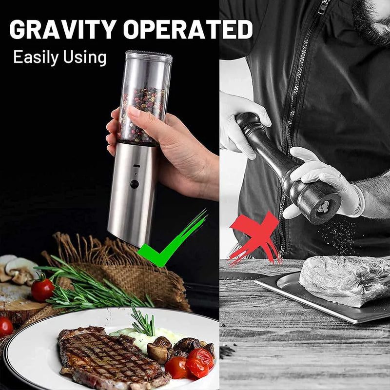 Electric Salt and Pepper Grinder Set USB Rechargeable Eletric Pepper Mill Shakers Automatic Spice Steel Machine Kitchen Tool