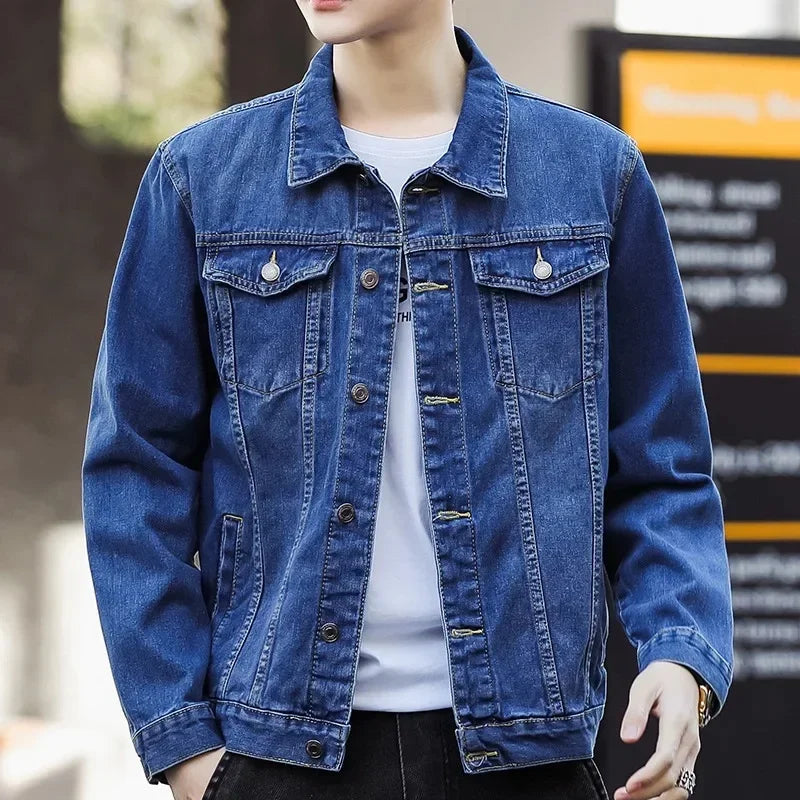 Men’s Loose Fit Denim Jacket – Casual Workwear Style for Spring & Autumn 2025