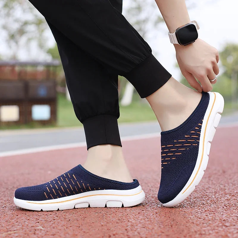 Men Slippers Summer Breathable Home Indoor Slippers Men Thick Bottom Slides Fashion Couple Walking Shoes Plus Size 39-48