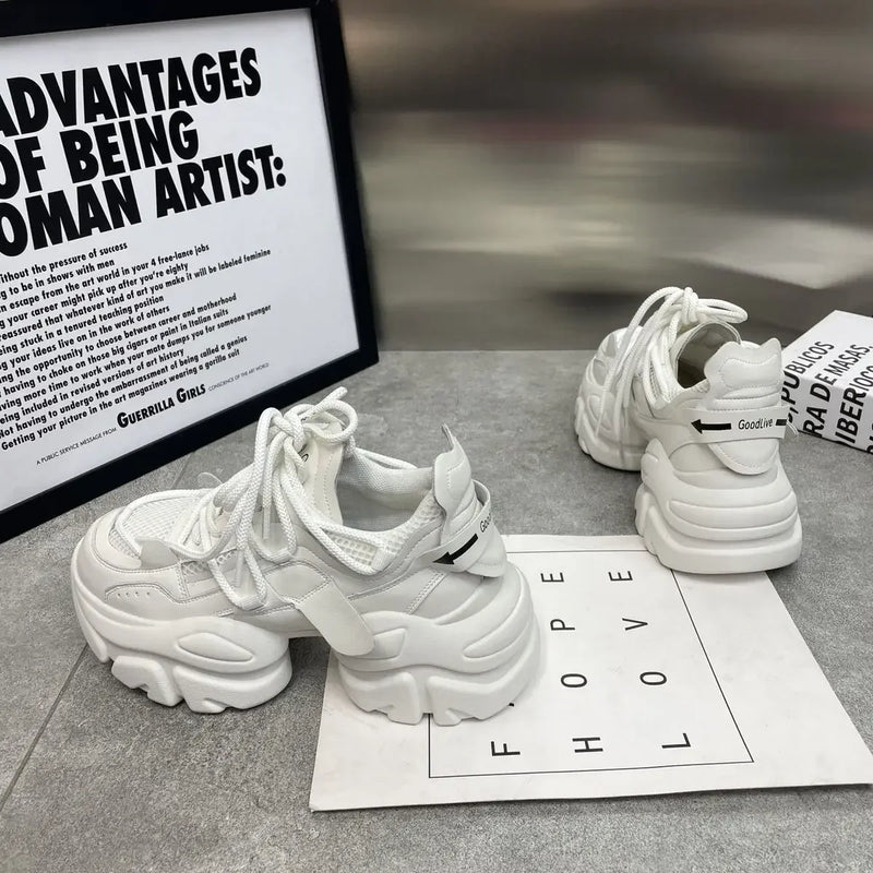 New Fashion Women Tennis Shoes Chunky Sneakers for Women Spring Autumn Thick Bottom Dad Shoe Ladies PU Leather Platform Sneakers