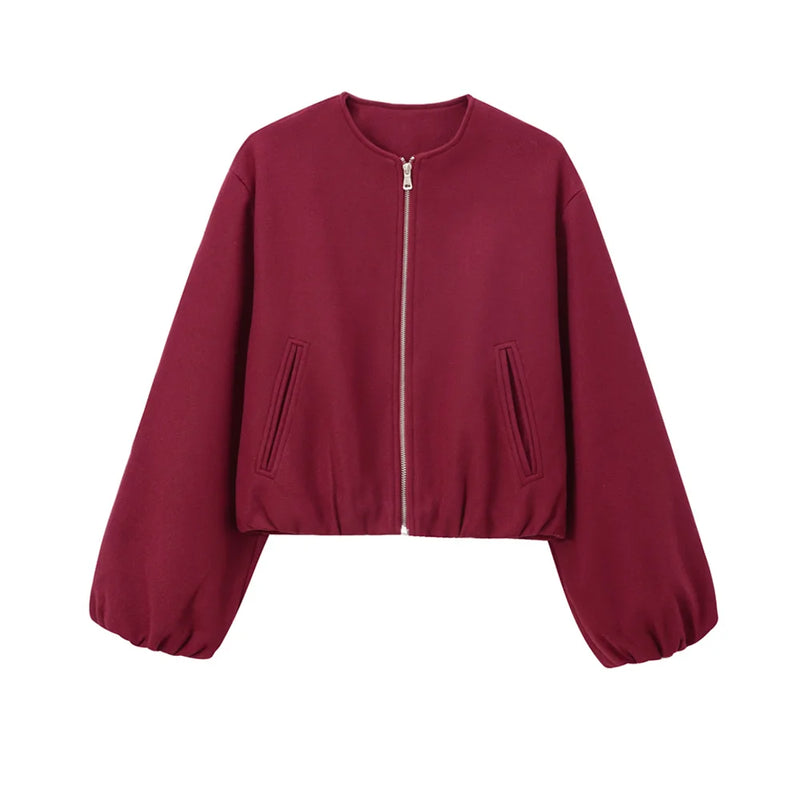 Oversized Soft Bomber Jacket for Women – Casual Long Sleeve Zip-Up Coat for All Seasons