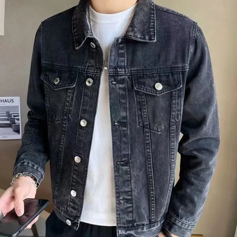 Men’s Loose Fit Denim Jacket – Casual Workwear Style for Spring & Autumn 2025