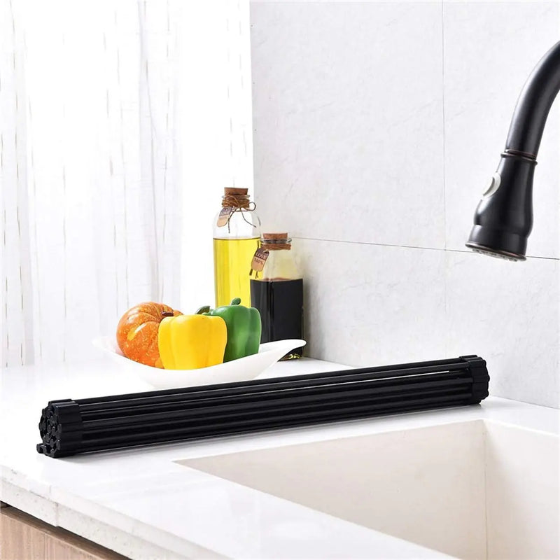 Large roll dish drying rack foldable dish rack sink drainer roll sink drying rack full silicone coated stainless steel dish