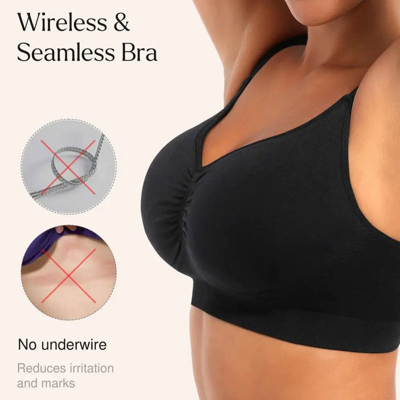 Sports Bras for Women Wireless Soft Workout Bra Full Coverage Push Up Bralettes Seamless Crop Cami Bra for Yoga Fitness