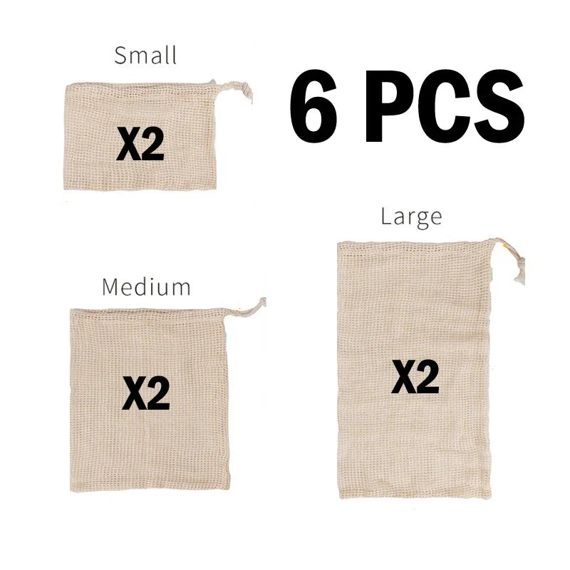 3 6 10pcs Reusable Produce Bags Set Eco Bag Cotton Mesh Vegetable Bags for Fruit Vegetable Storage Bags Reusable Shopping Bag