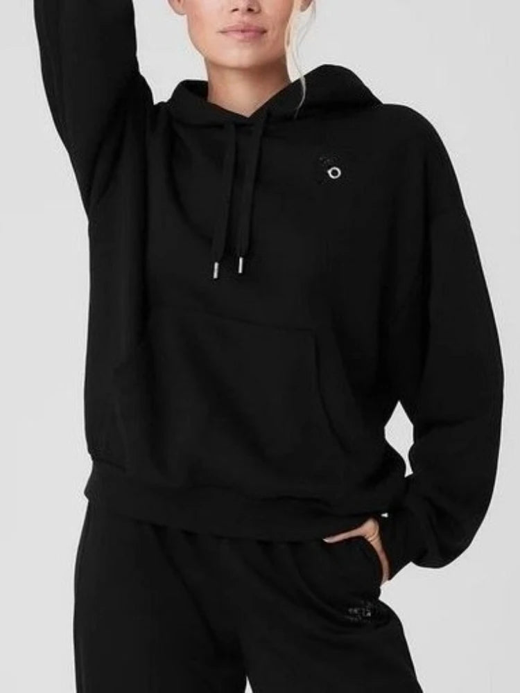 Oversized Hoodies for Women Casual Loose Sports Pocket Pullover Long-sleeved Top Solid Women&