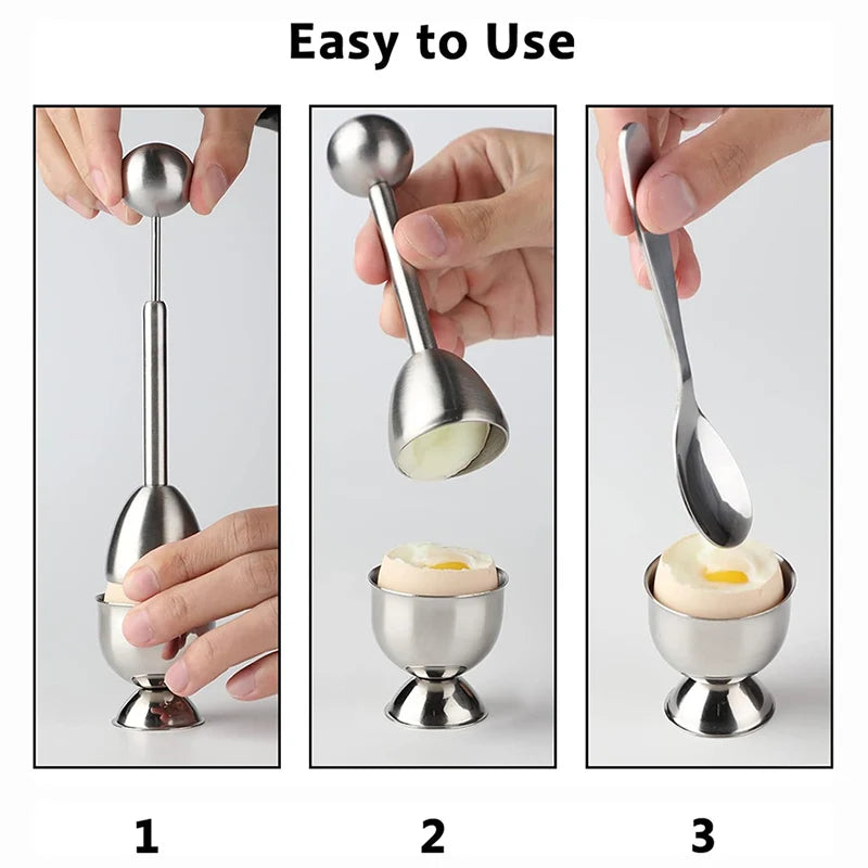 Egg Shell Opener Hard Soft Boiled Egg Cups Stainless Steel Egg White Yolk Separator Eggshell Cutter Remover Kitchen Tools Gadget