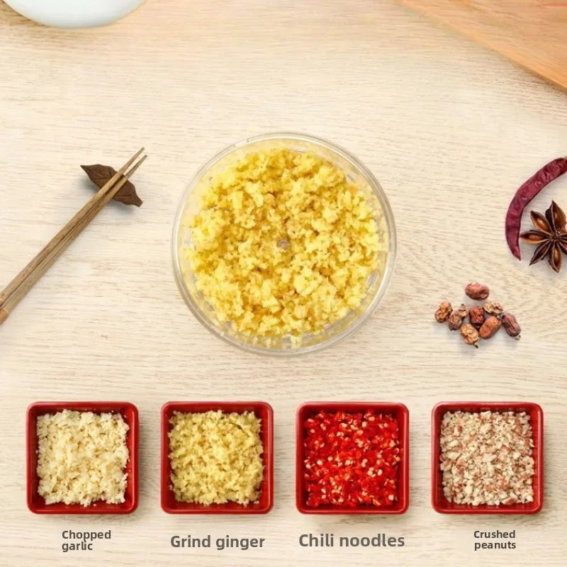 Mini Food Garlic Vegetable Grinder Chopper Mincer Crusher Press for Meat Nuts Pepper Onion Multi-function Manual Food Processor