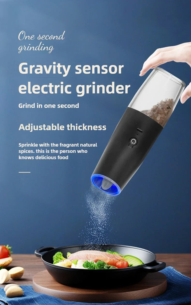 Electric Salt and Pepper Grinder USB Rechargeable Adjustable Coarseness Large Capacity Auto Spices Grinders Kitchen Cooking Tool