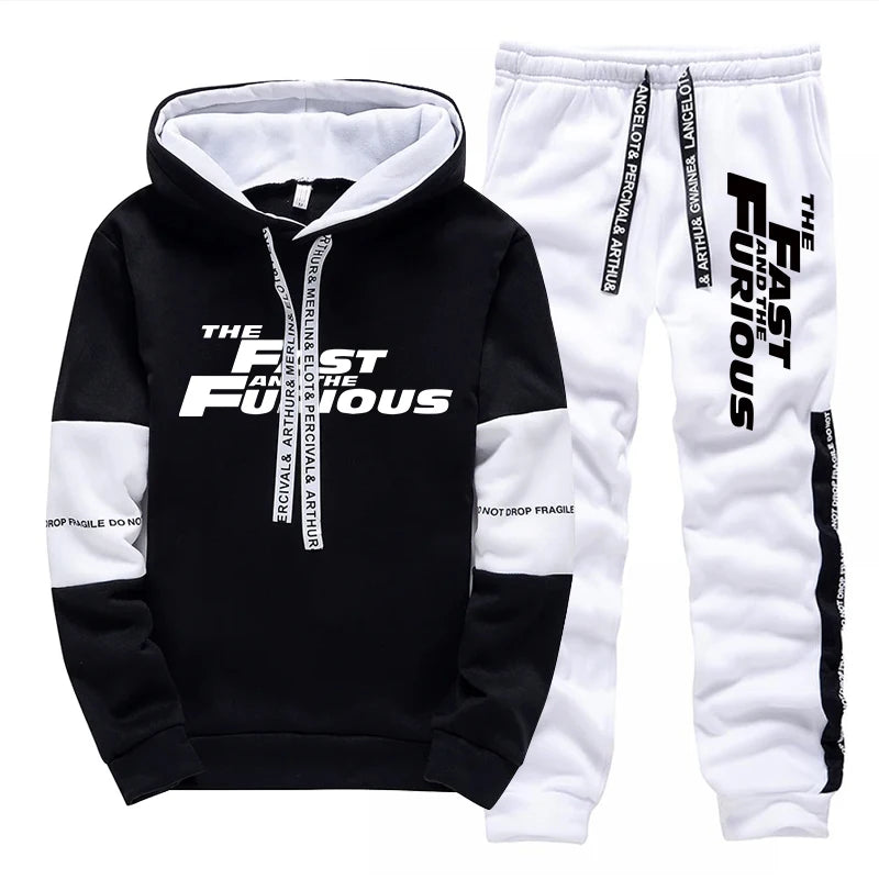 Men’s Hooded Sweatshirt and Sweatpants Set – Casual Sportswear for Autumn & Winter