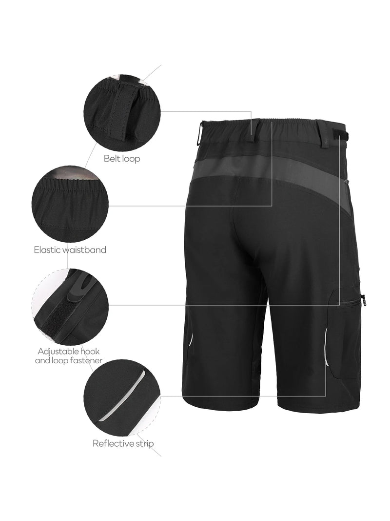 Gym Shorts Man Mountain Bike Shorts Stretch MTB Shorts Quick Dry with Zipper Pocket Suitable for Running，Hiking，Camping