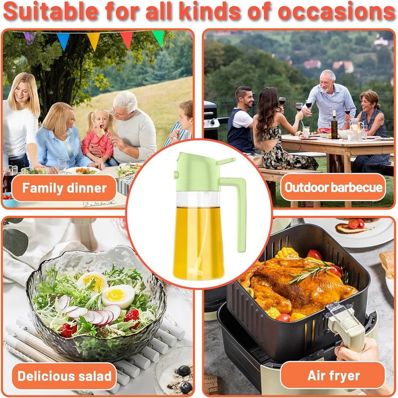 Olive Oil Sprayer Mister for Cooking,16oz/470ml Glass Oil Spray Bottle,2 in 1 Food-grade Oil Dispenser Bottle For Kitchen