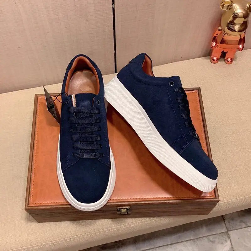 Classic Business Men Leather Casual Shoes Flats Skateboard Shoes Print Lace-up Comfortable Man Non Slip Sneakers Zapatos Hombre