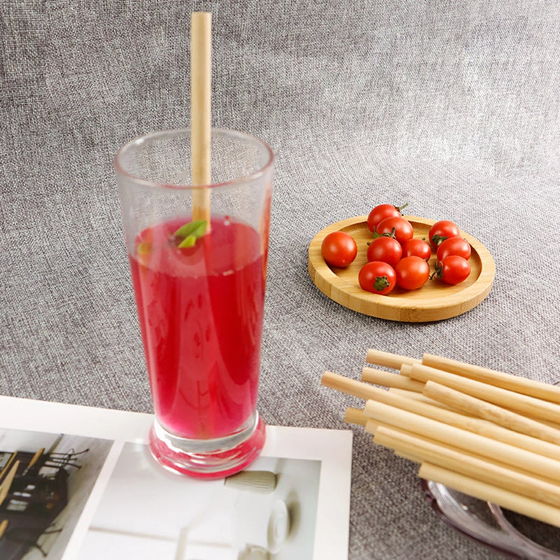 10Pcs Natural Bamboo Straw Reusable Drinking Straws with Case Biodegradable Eco-friendly Bamboo Straws for Cocktail Bar Drinks