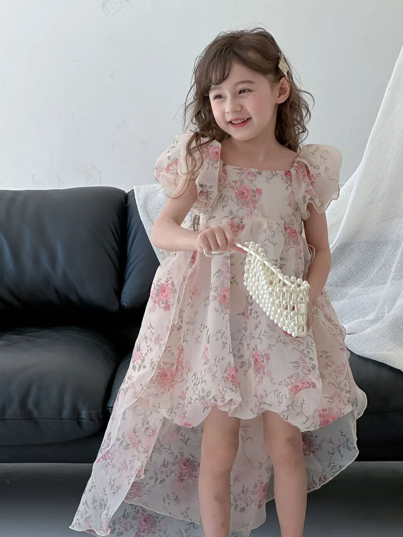 Casual Summer Girls Princess Dress – Sweet Floral Bow Knot Style