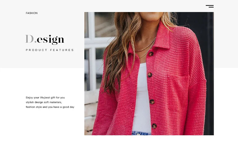 Women’s Oversized Button-Down Blouse – Casual Boho Long Sleeve Shirt with Turn-Down Collar