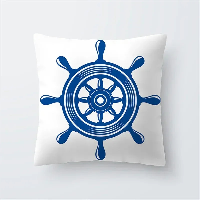 Decorative Throw Pillows Blue Geometry Pillow Cover 45x45 Polyester Cushion Cover Marine Life Pillowcase Cushions Home Decor