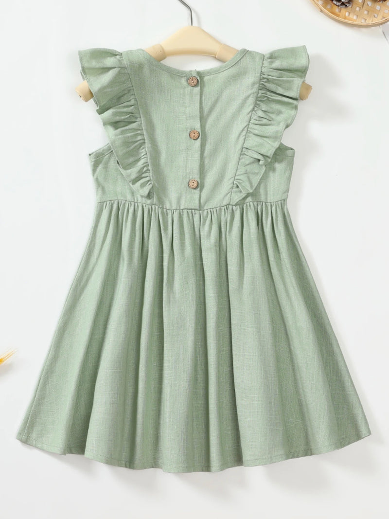 Tatiana Haven European & American Girls’ Summer Dress – Solid Color Cotton & Linen Casual Cute A-Line Outfit