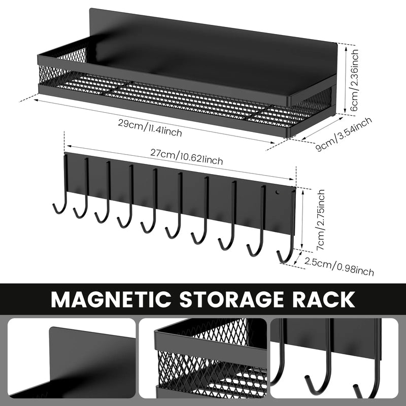 Magnetic Fridge Shelf Spice Storage Rack Multifunctional Hook Rack Seasoning Organizer for Kitchen and living room